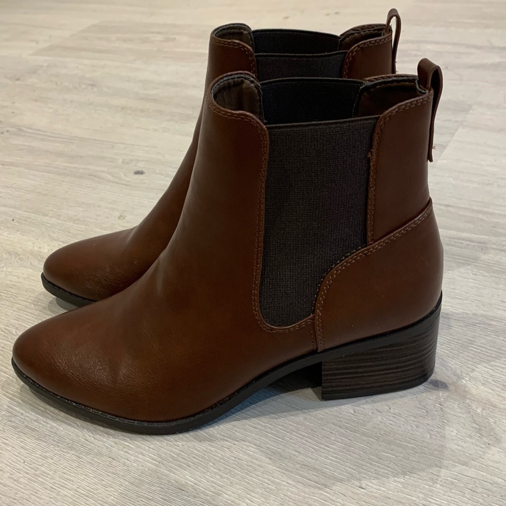 Call it Spring Vegan+Sustainable Brown Heeled Faux Leather Booties